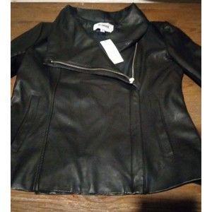 BB Dakota Black Faux Leather Asymmetrical Zipper Moto Jacket Women's Size Small